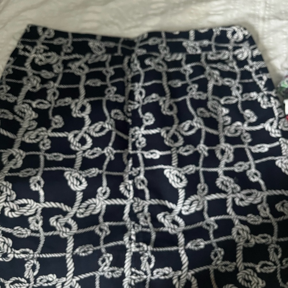 Talbots Navy and White Rope-Print Pencil Skirt